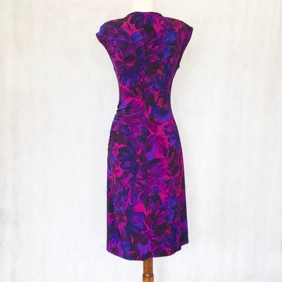 CHAPS Faux Wrap Side Ruched Sleeveless Dress - Picture 6 of 8